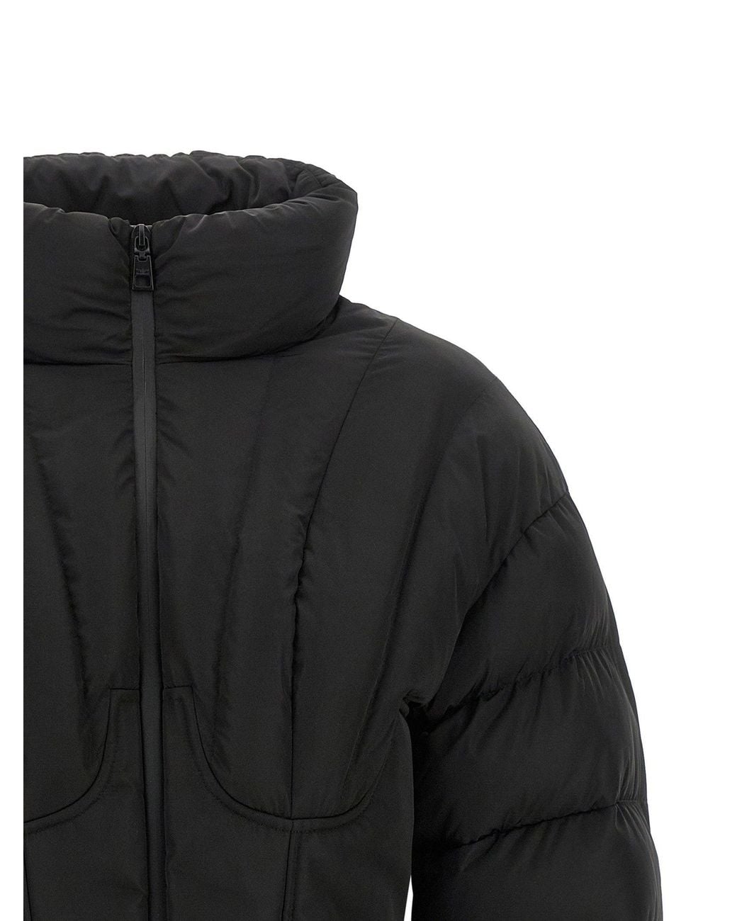 Elisabetta Franchi Black Bustier Quilted Down Jacket