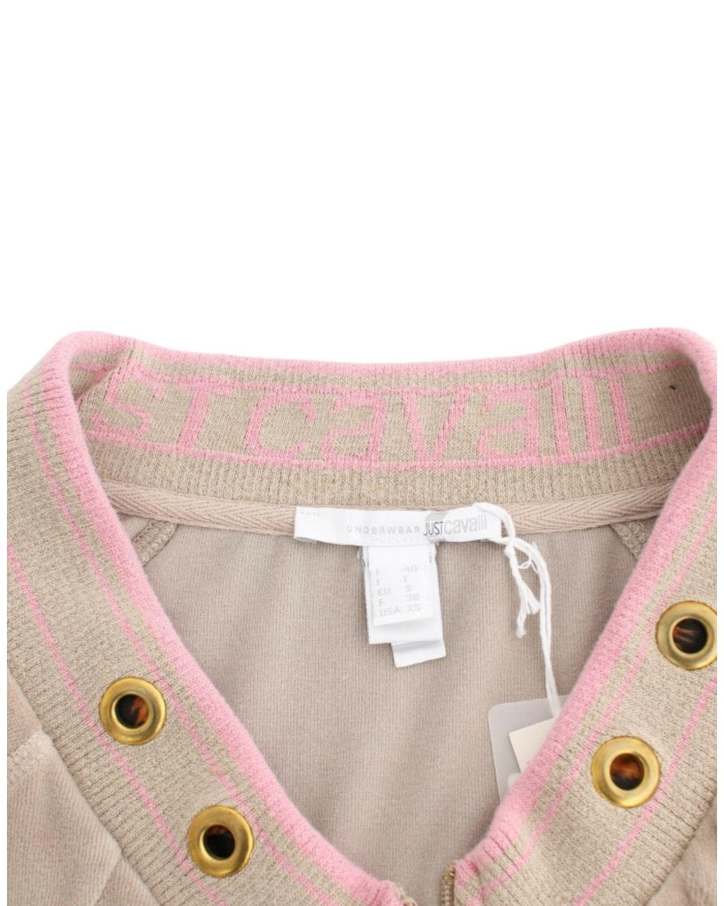 Roberto Cavalli Natural Zip Cardigan With Tone Accents