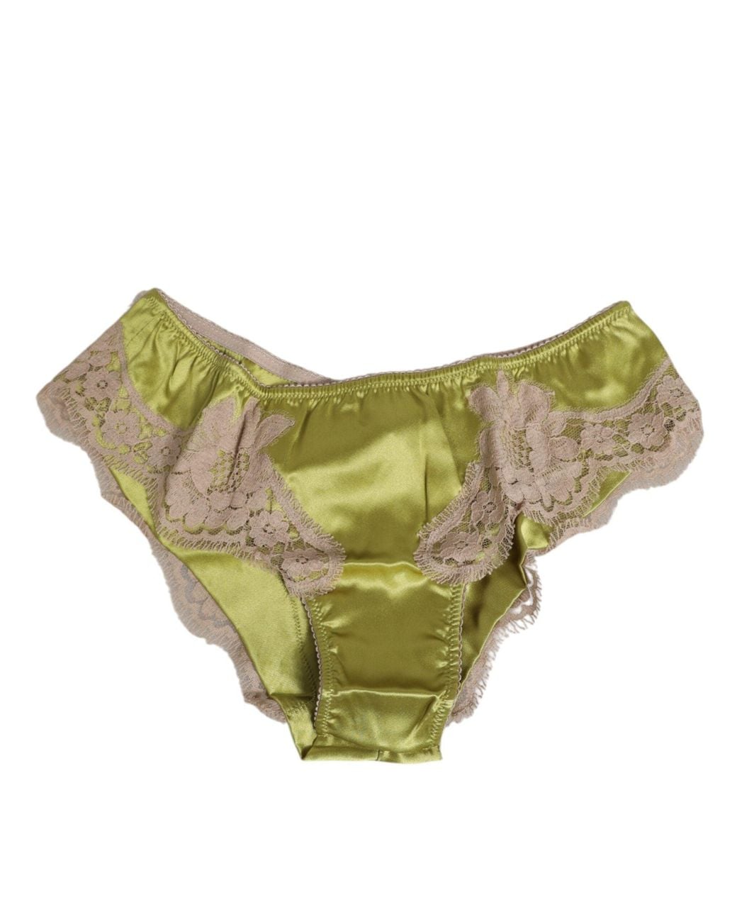 Dolce & Gabbana Green Silk Satin Lace Trim New Slip Underwear Clothing