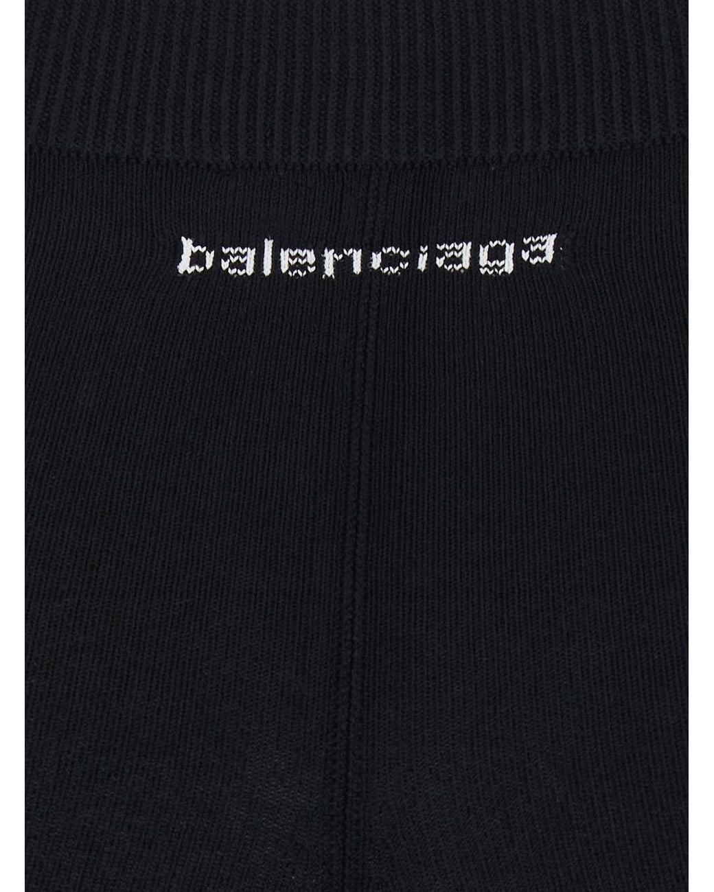 Balenciaga Black Leggings With Logo Lettering Viscose Trousers