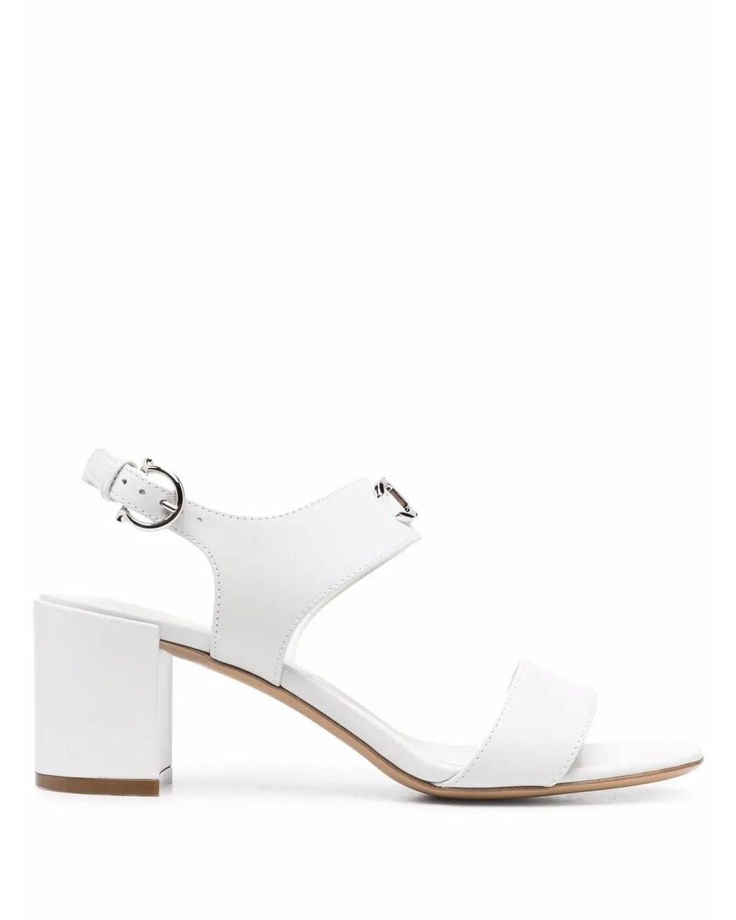 Ferragamo White 55Mm Gancini Logo-Plaque Sandals