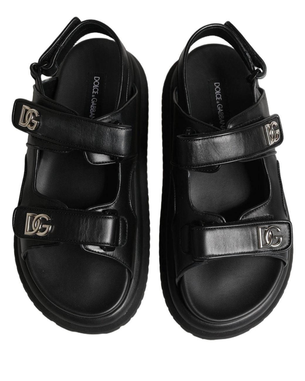 Dolce & Gabbana Black Dg Logo Sandals Flats Slippers Shoes for men