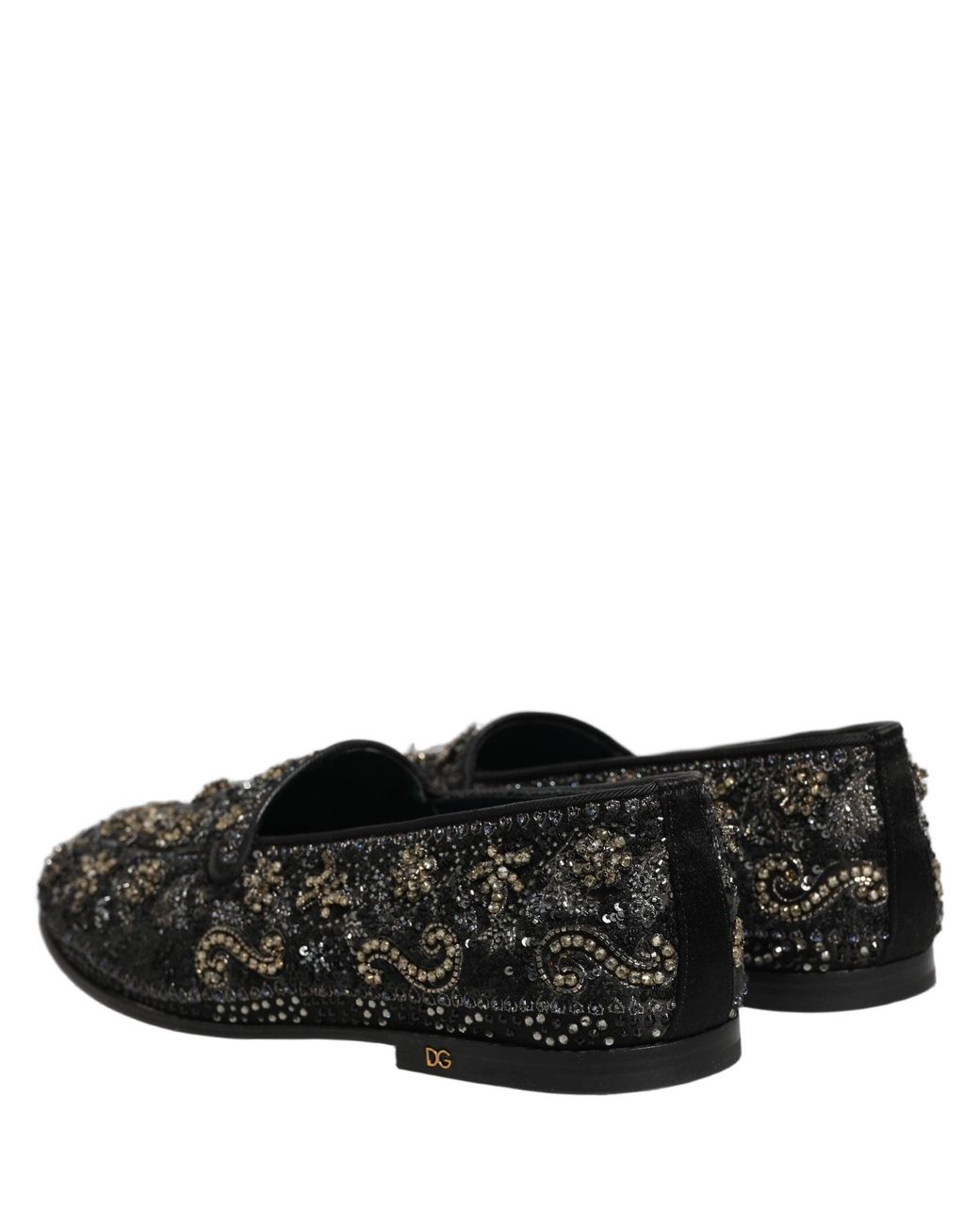 Dolce & Gabbana Black Dolce & Gabbana Rhinestone-Embellished Velvet Loafer for men