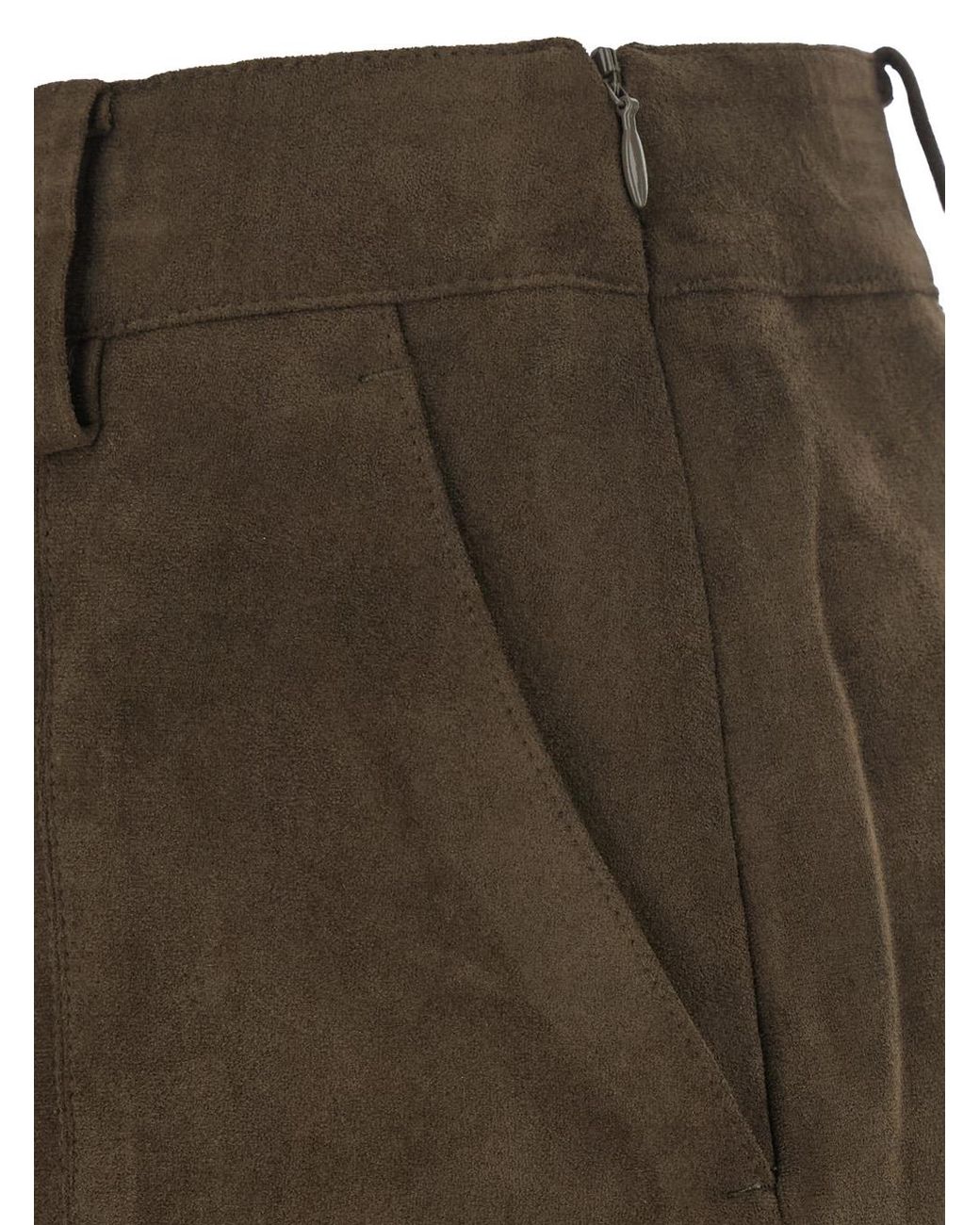 DUNST Brown Alter-Suede Mini Skirt Polyester