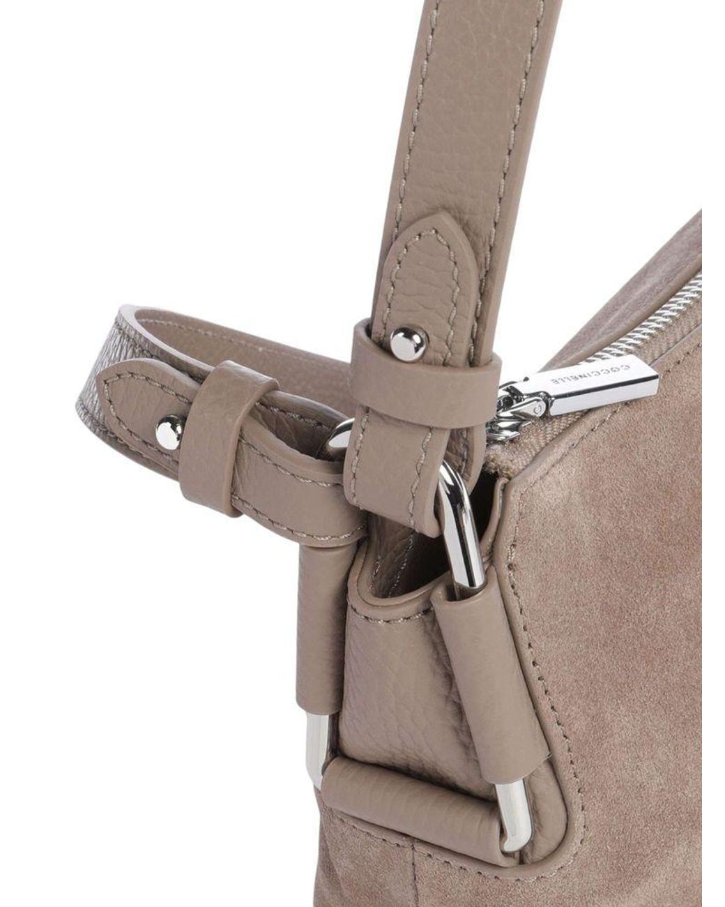Coccinelle Gray Shoulder Bag Cowhide Leather