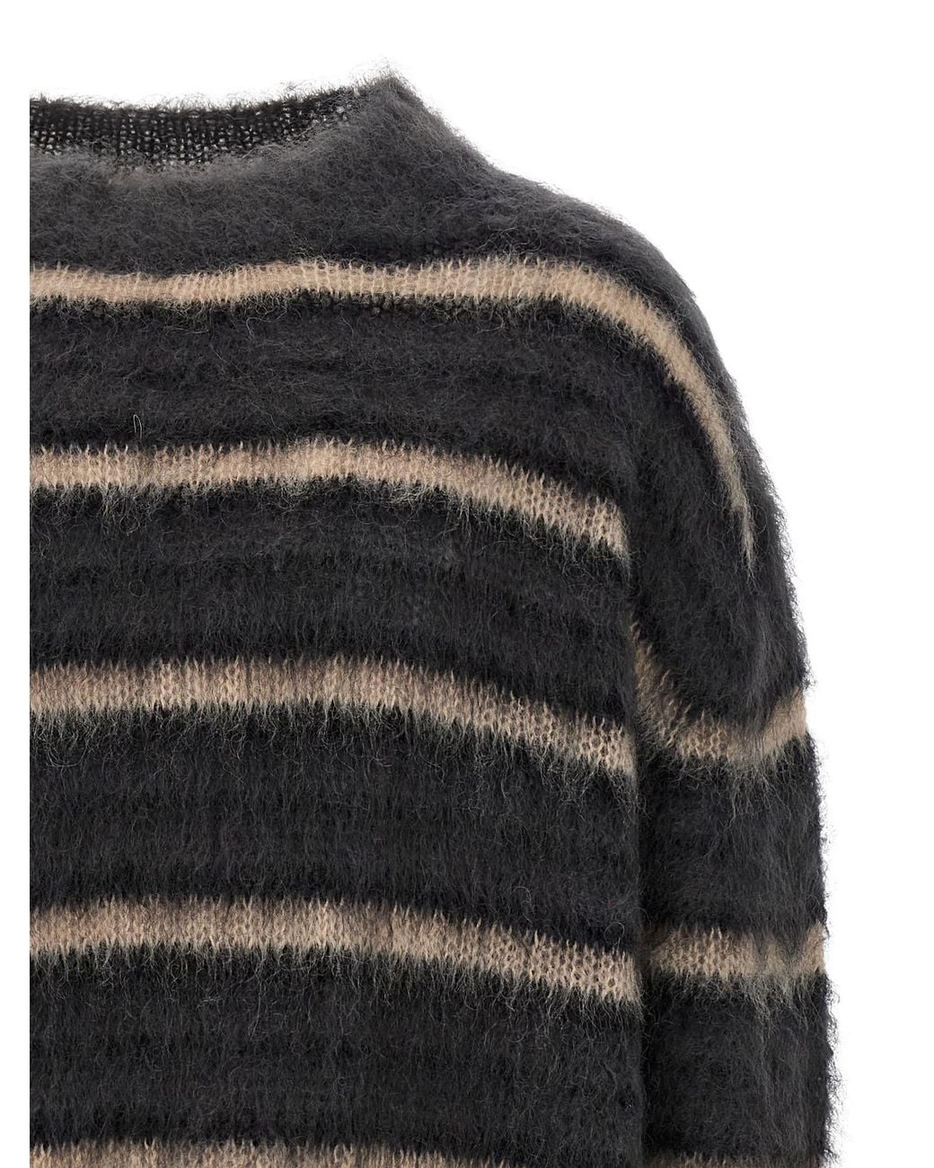 Marni Black Brushed Mohair Sweater With Gauze Stripe Pattern for men