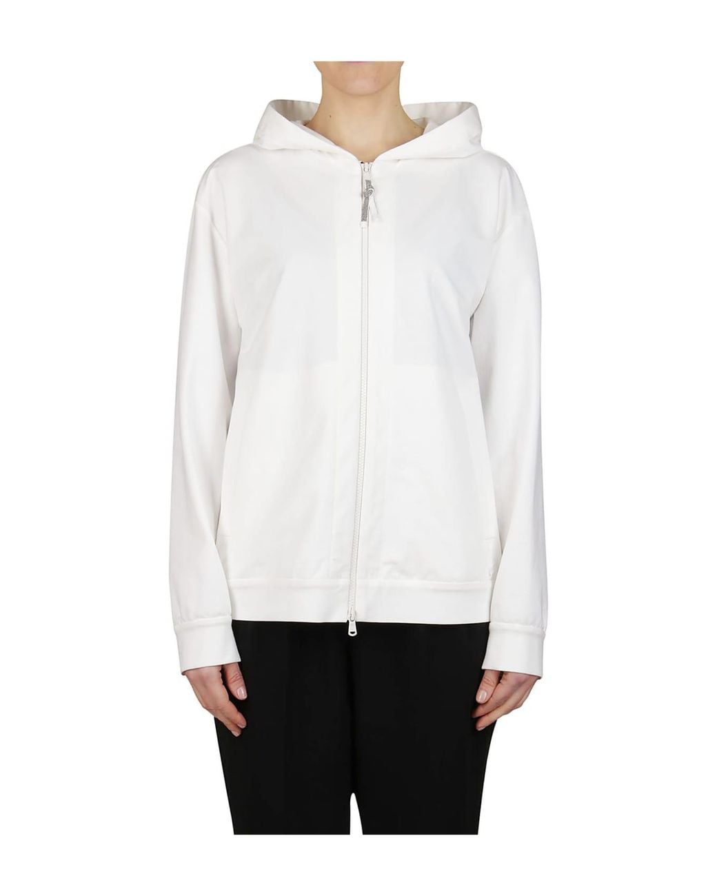 Brunello Cucinelli White Natural Cotton Zip Hoodie