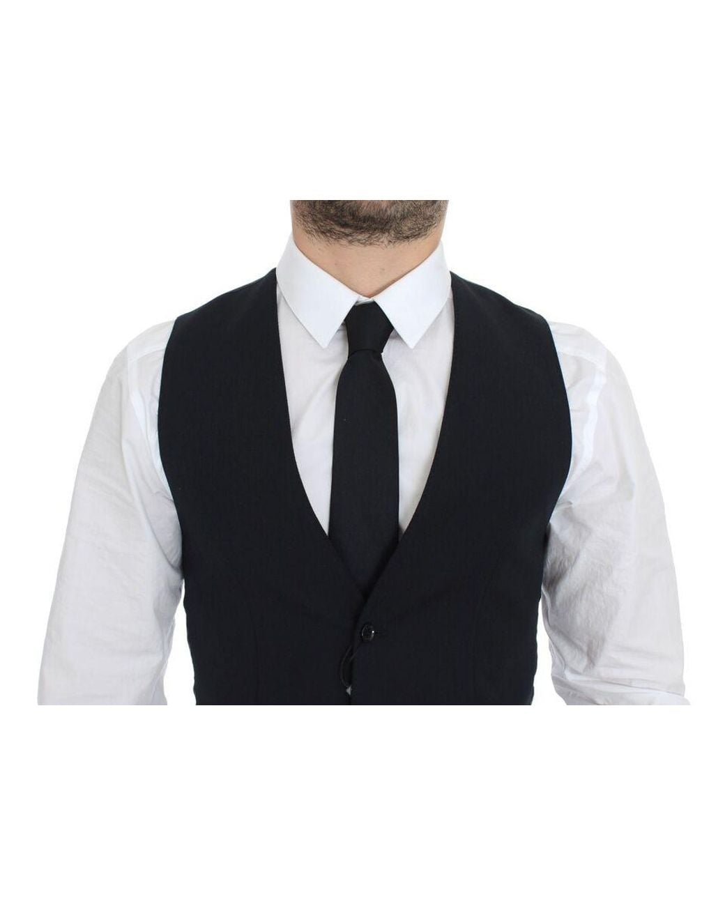 Dolce & Gabbana Black Wool Formal Dress Vest Gilet for men