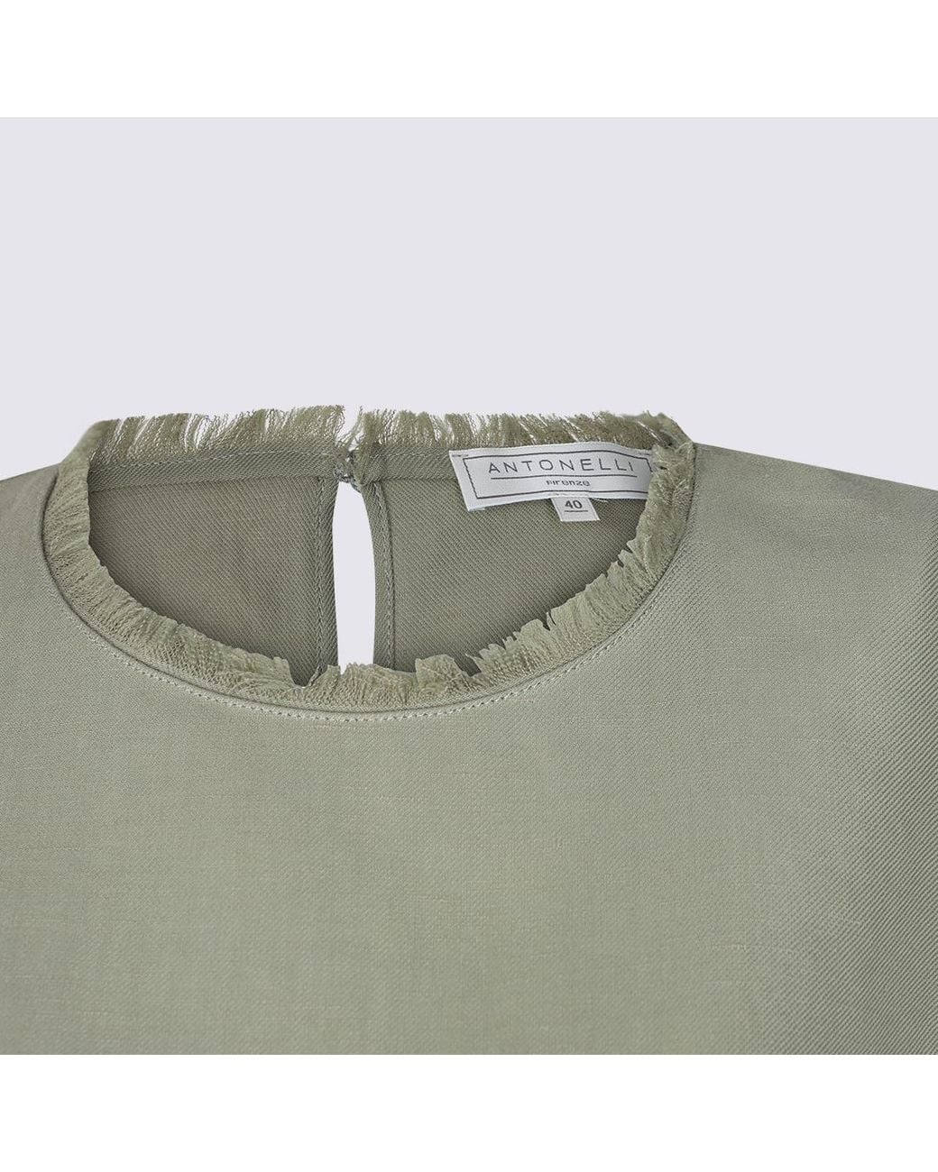 Antonelli Green Viscose And Linen Blend Top