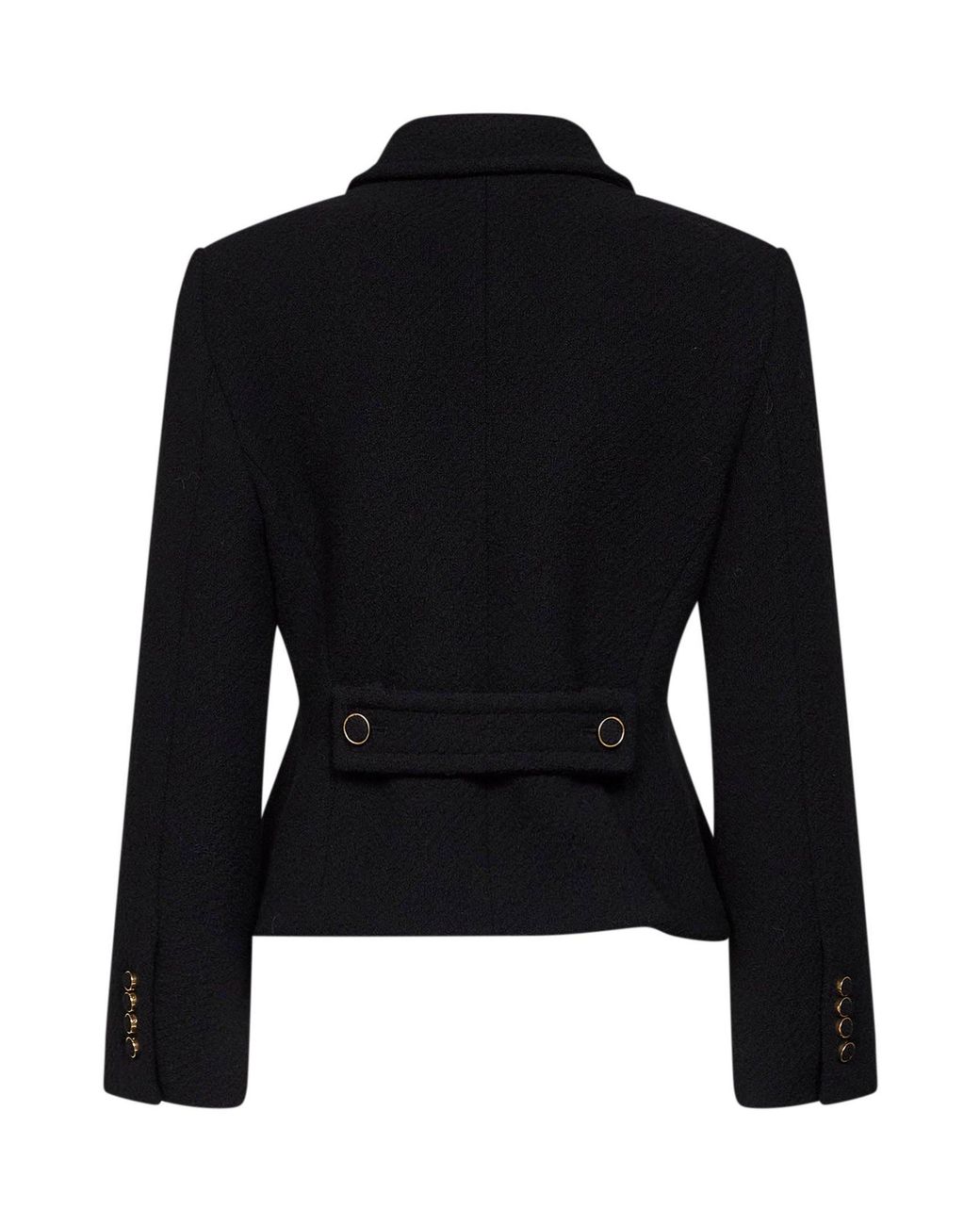 Chloé Black Tweed Jacket With Lined Interior And Belted Back