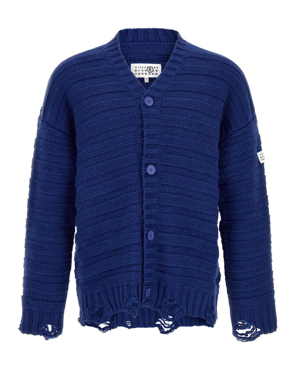 MM6 by Maison Margiela Blue Virgin Wool Cardigan Clothing for men