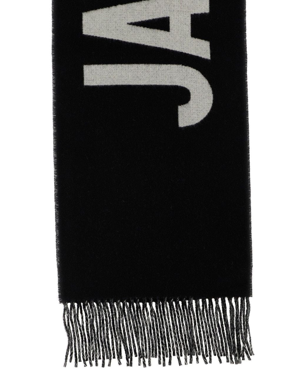 Jacquemus Black Intarsia Logo Wool Scarf for men