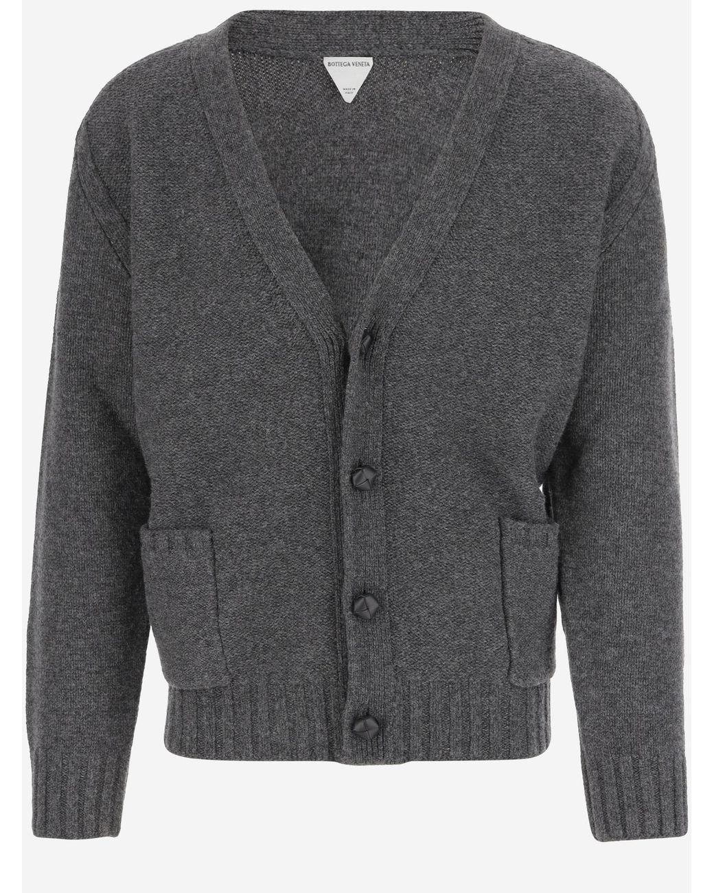 Bottega Veneta Gray Wool V-Neck Cardigan for men