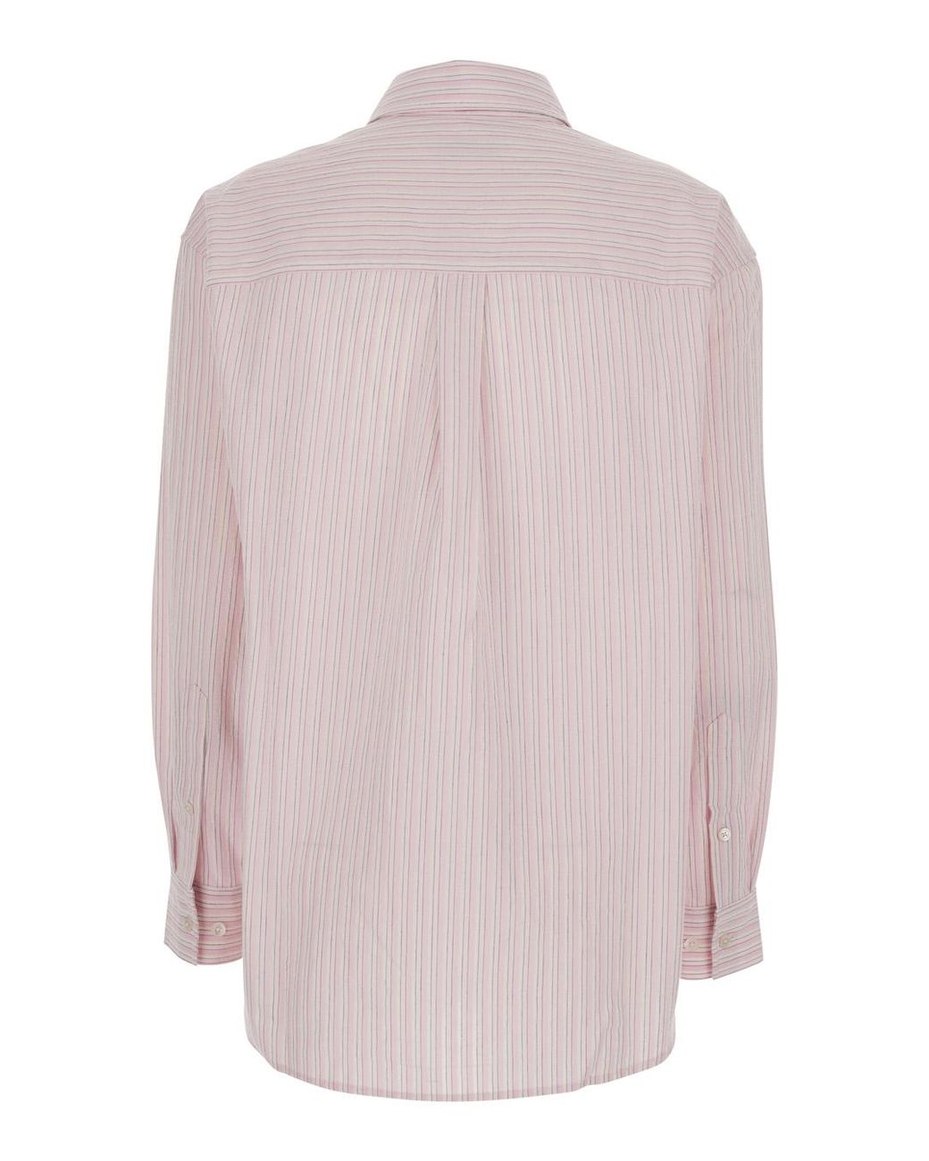 DUNST Pink Classic Striped Bd Overshirt