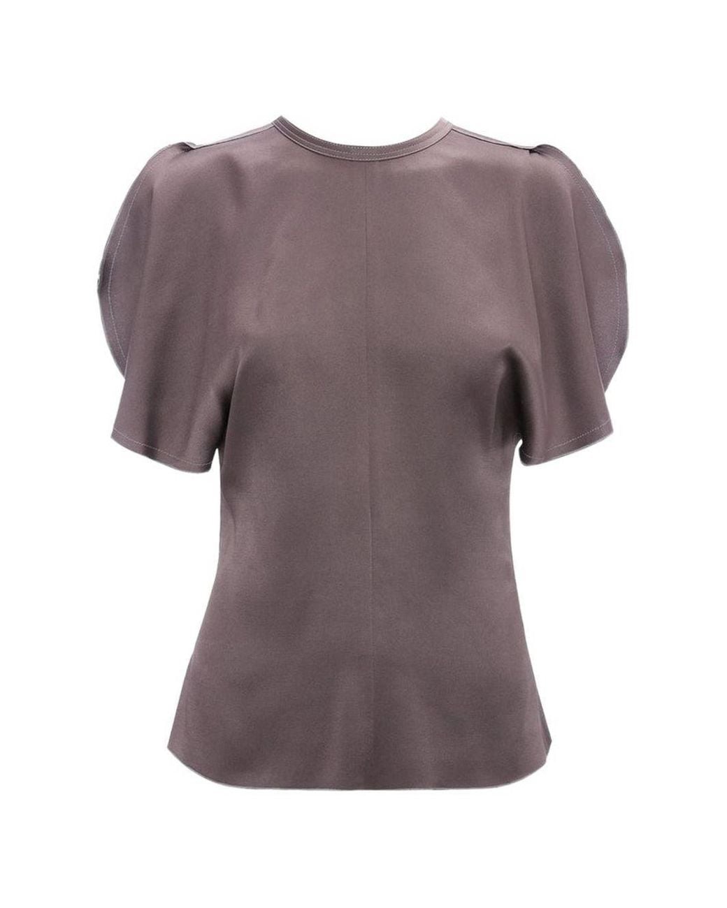 Victoria Beckham Purple Bela Mud-Colored Acetate And Viscose Top With A V-Neck