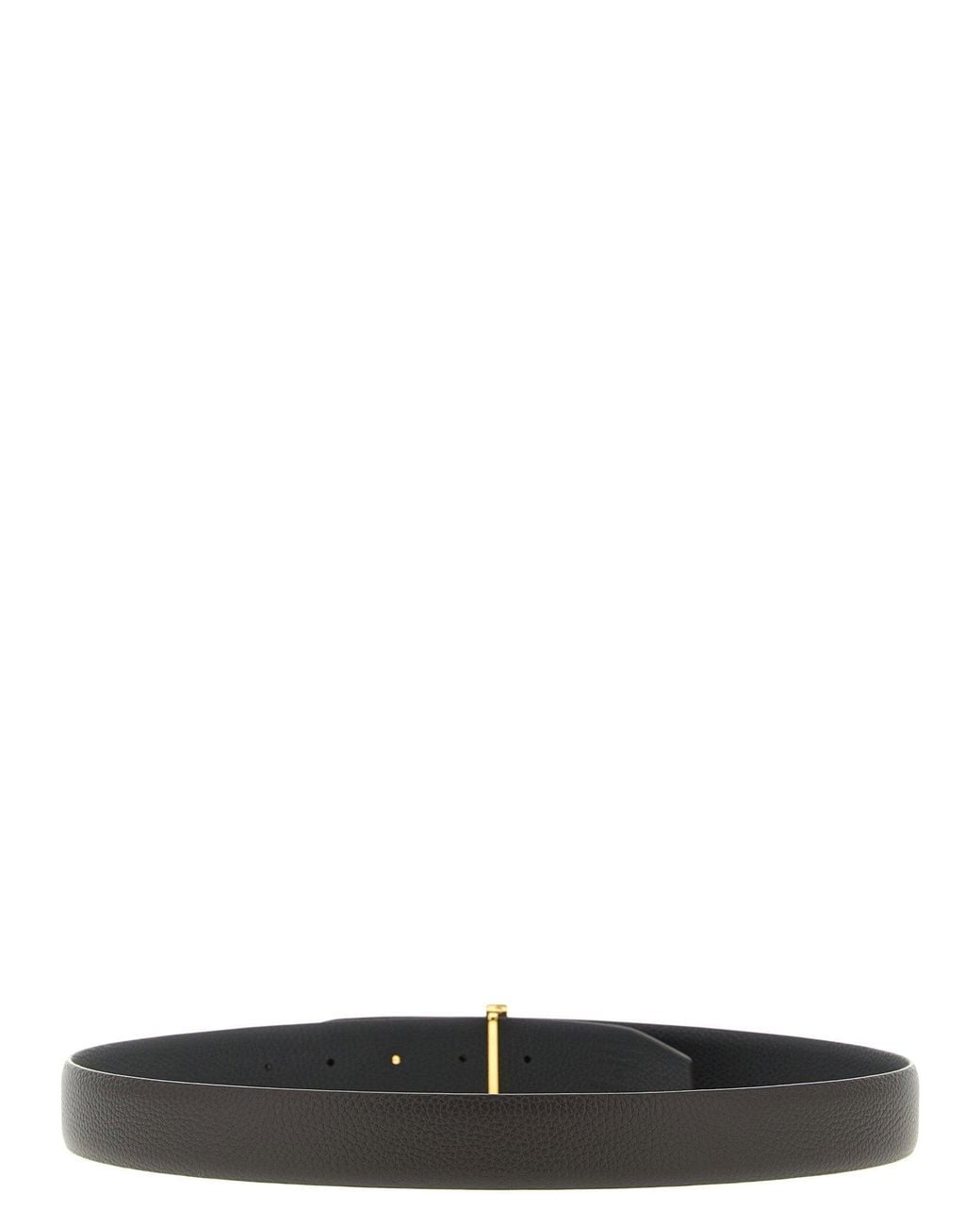 Tom Ford Black Reversible Hammered Leather With Buckle Belt for men