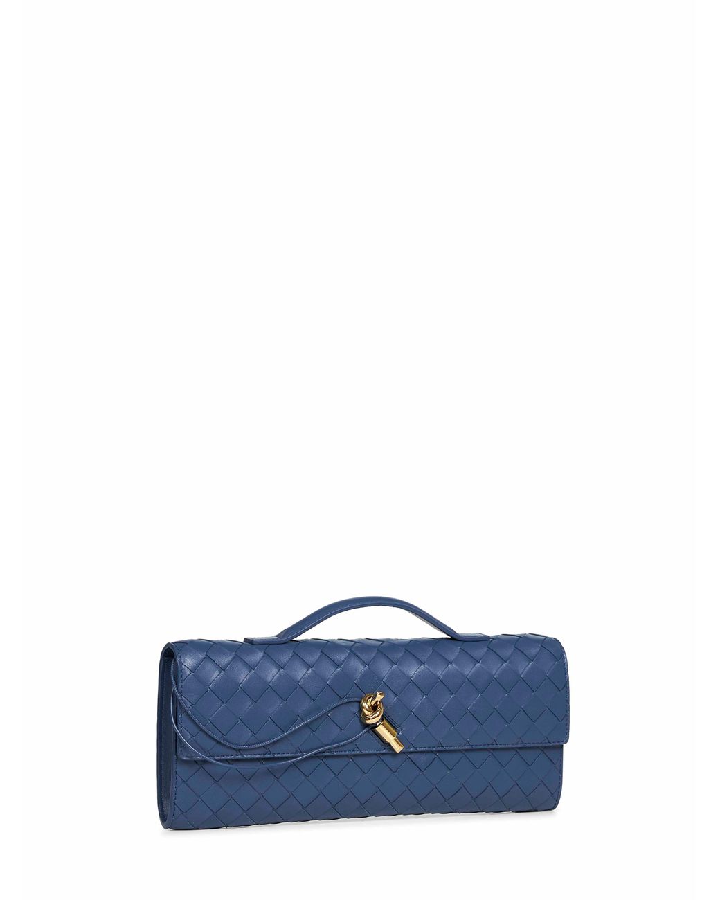 Bottega Veneta Blue Venezia Andiamo Clutch Top Handle Clutch Bag
