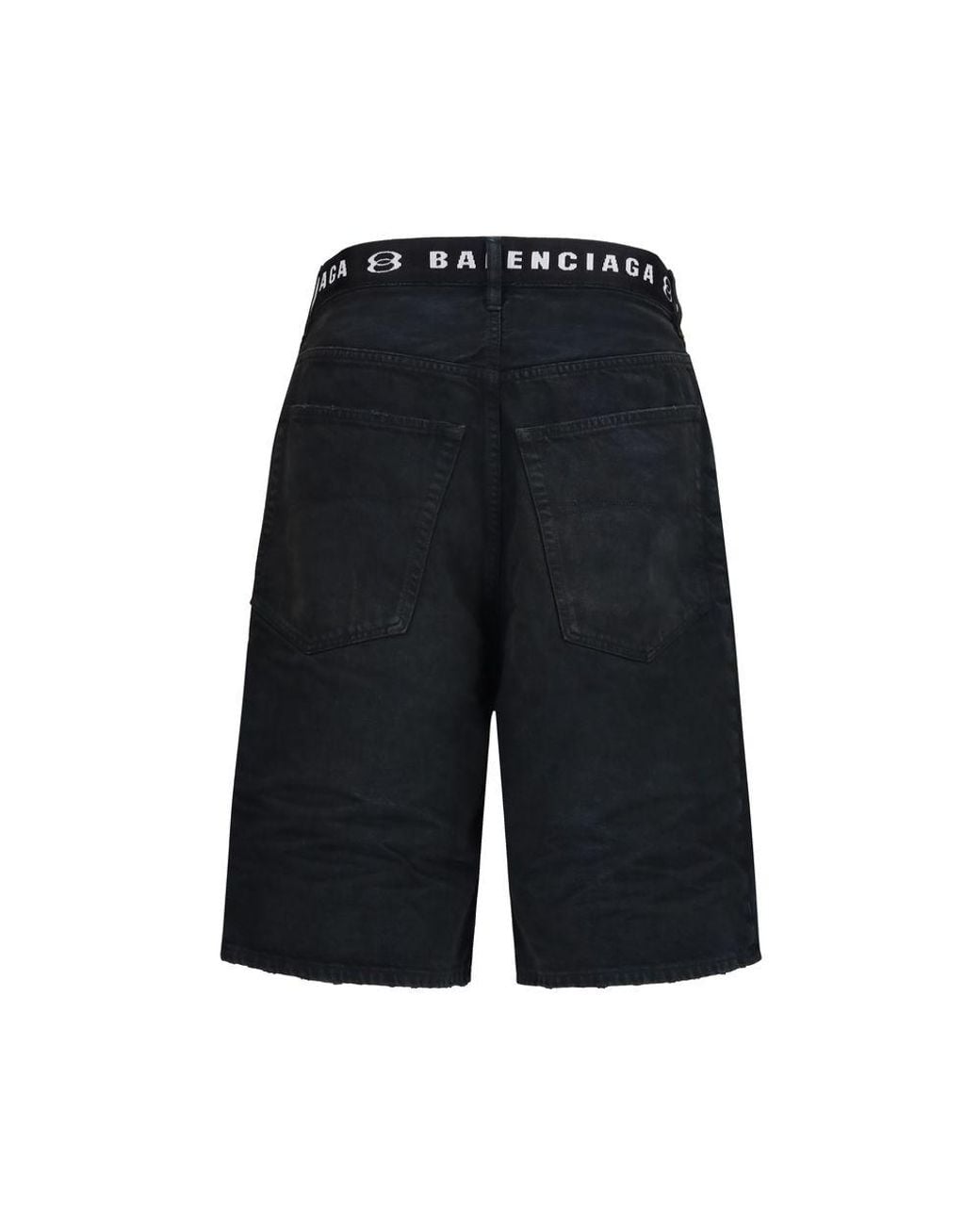 Balenciaga Blue Black Cotton Bermuda Shorts for men