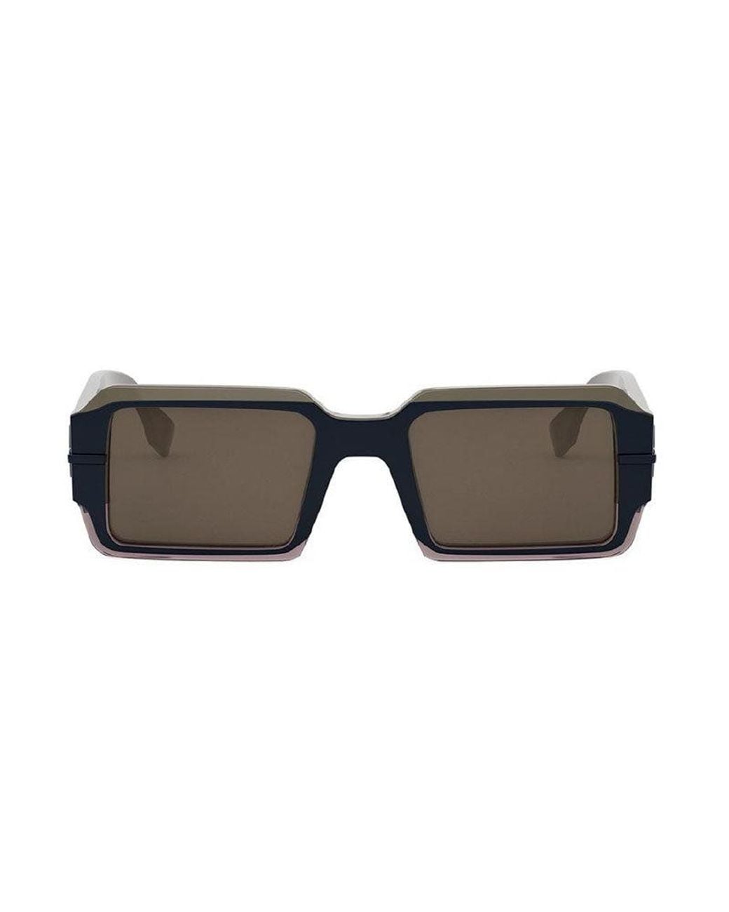 Fendi Black Sunglasses Rectangle Full Rim, Shiny Frame And Lens Fe40073U50E for men