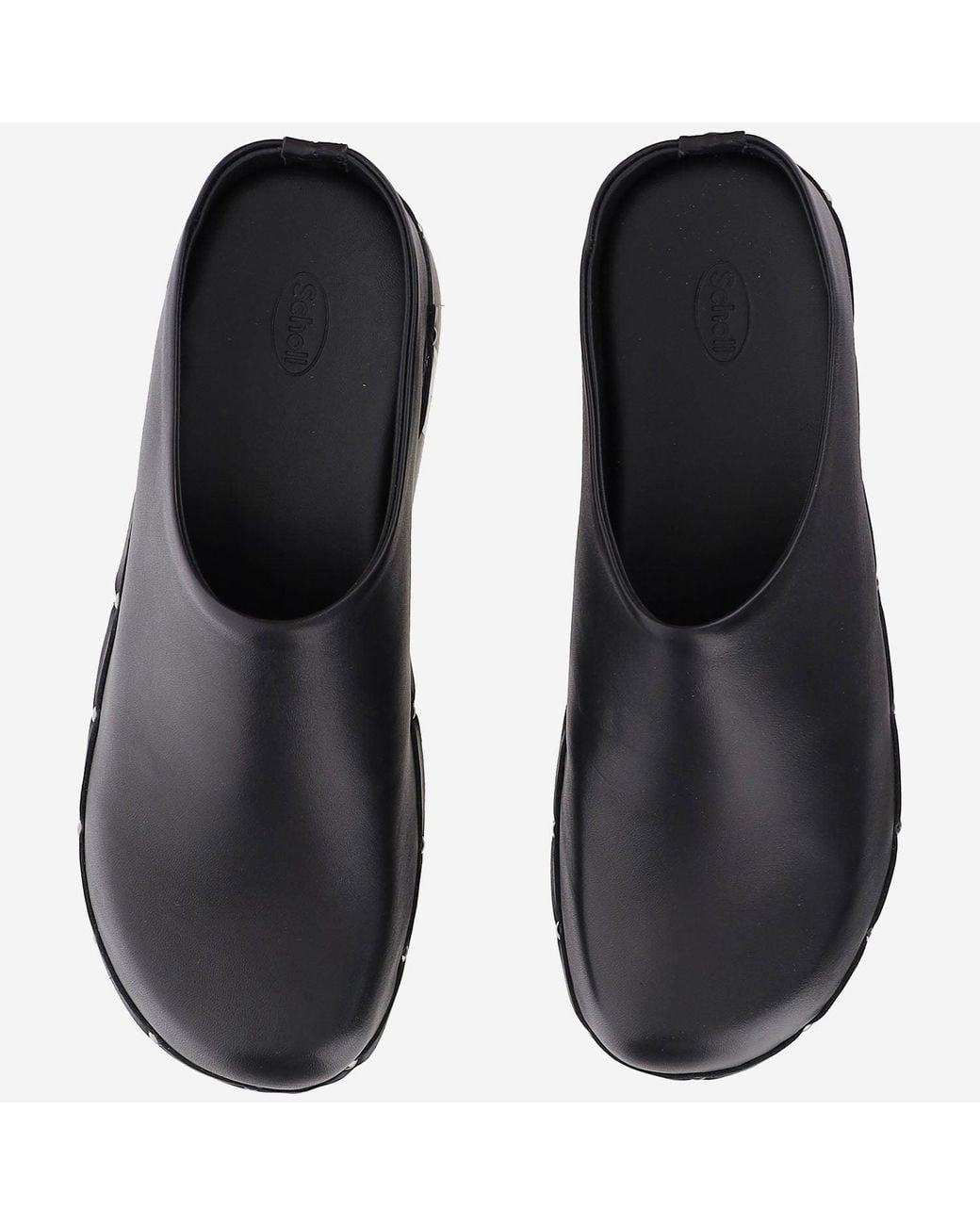 Scholl Gray Clogs Pescura Naima Studded Leather And Rubber Flat Shoes