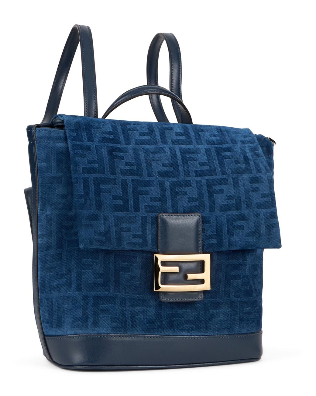 Fendi Blue Backpack Velvet Cotton Backpacks