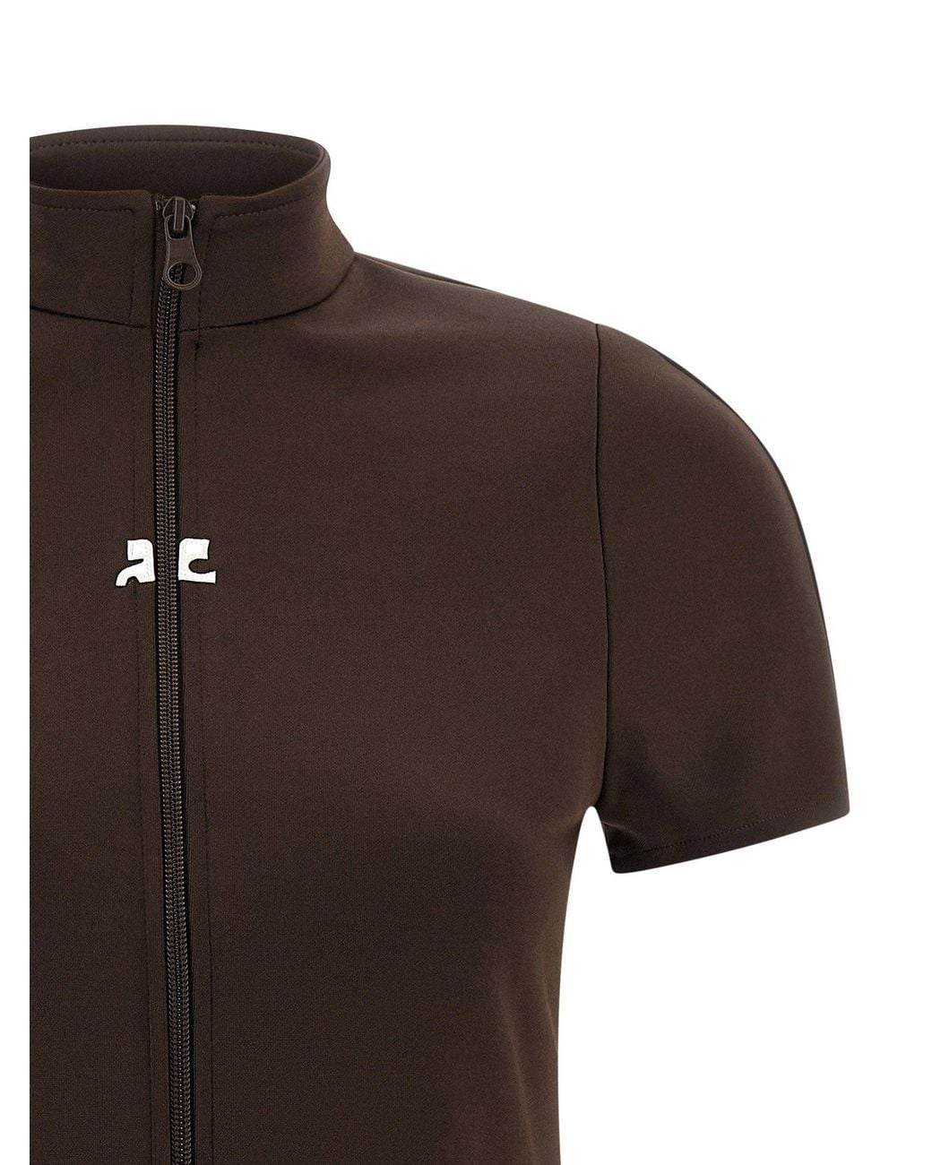 Courreges Brown Logo-Embroidered Interlock Dress