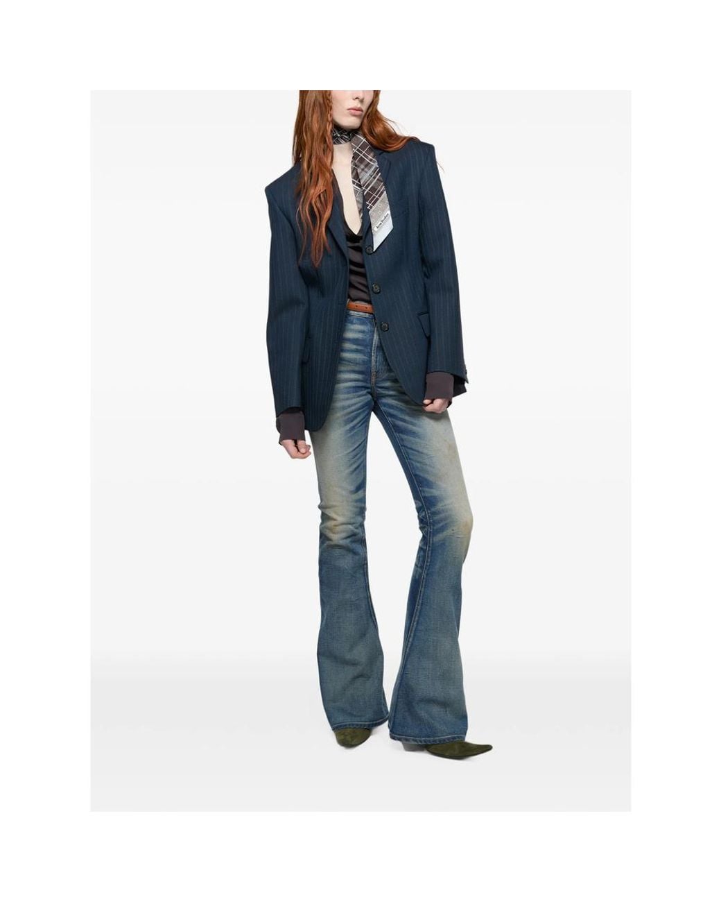 Acne Blue Skinny Bootcut Jeans Cotton