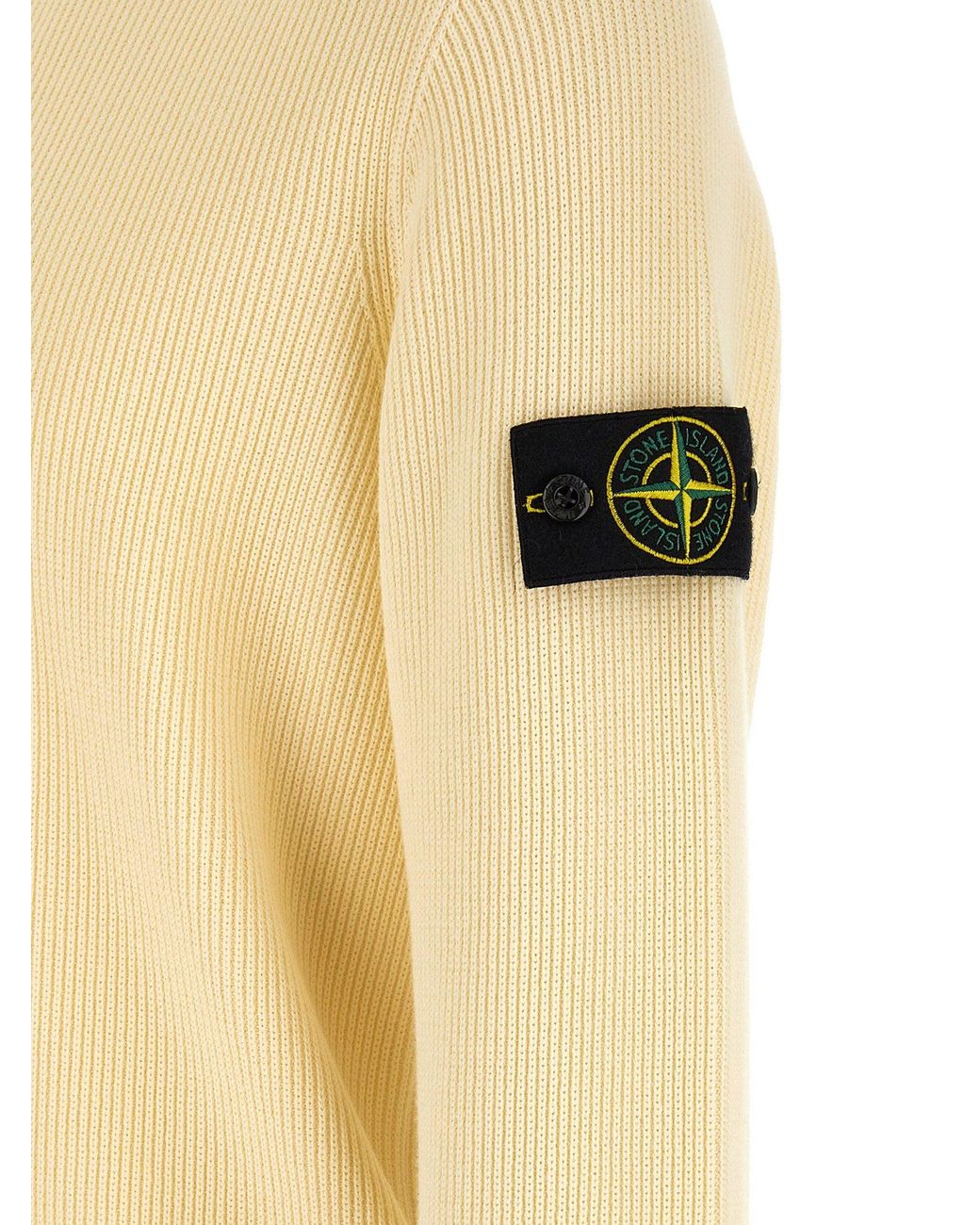 Stone Island Natural Ribbed Cotton Half-Zip Sweater for men