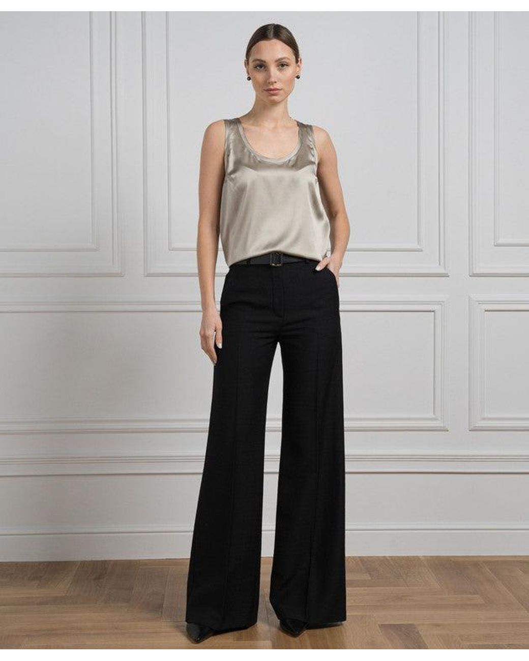 Brunello Cucinelli Gray Light Silk Sleeveless Shirt