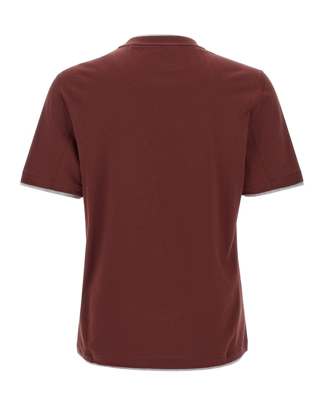 Brunello Cucinelli Red Faux-Layering Cotton T-Shirt