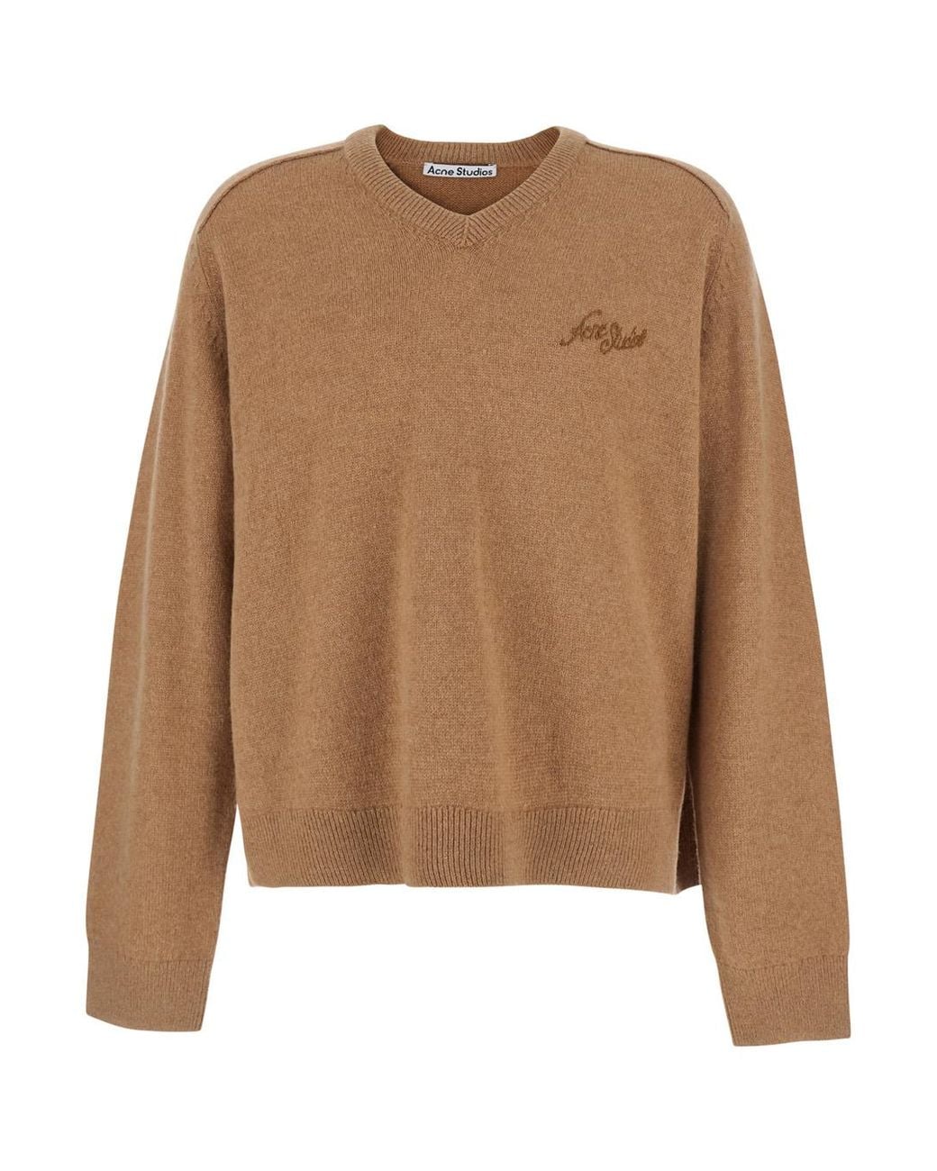 Acne Brown High-Collar Wool Sweater Top for men