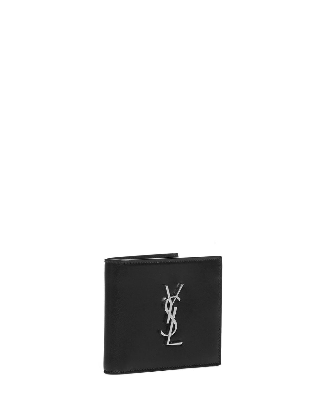 Saint Laurent White Calf Leather East/West Monogram Wallet for men