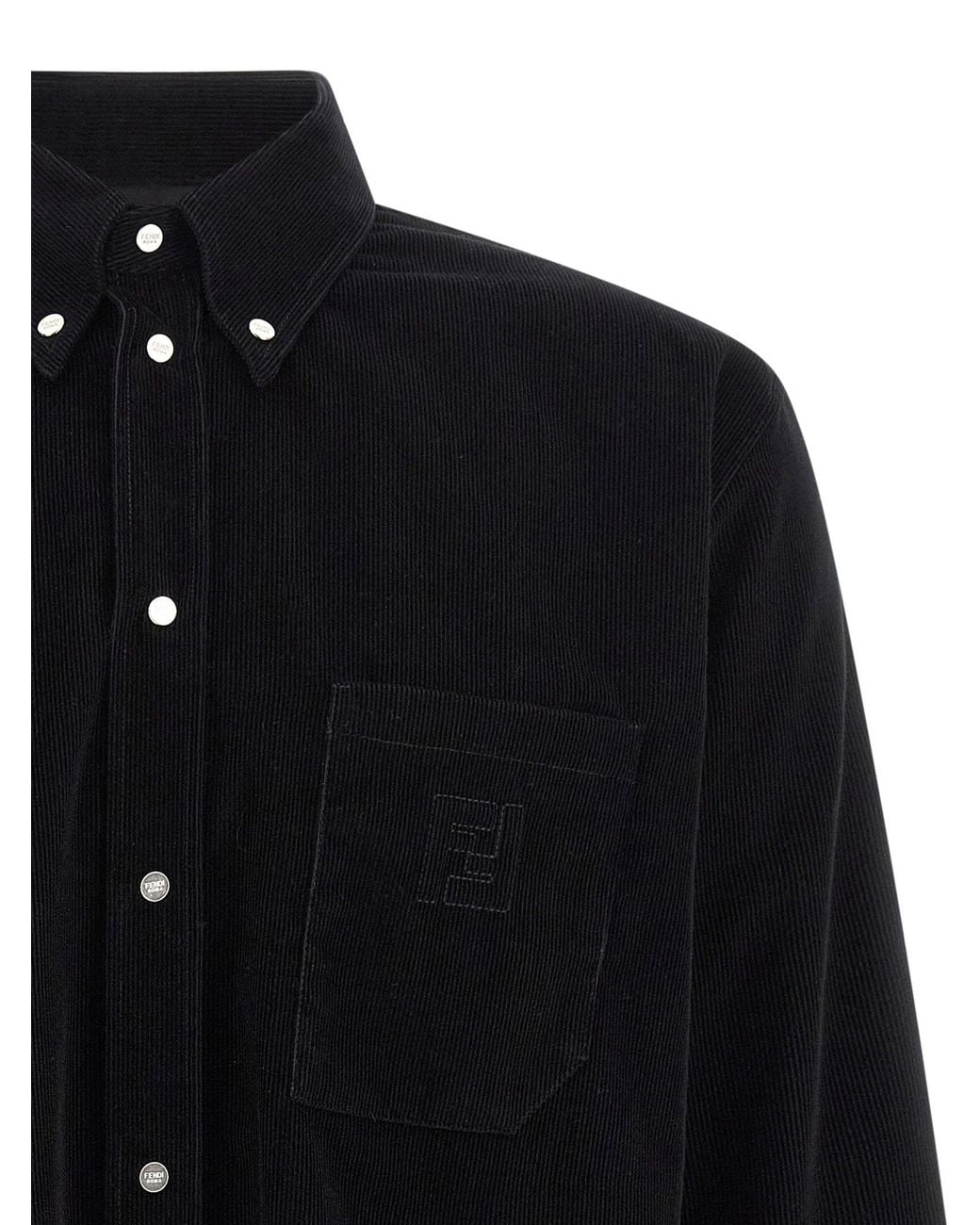 Fendi Blue Corduroy Button-Down Shirt for men