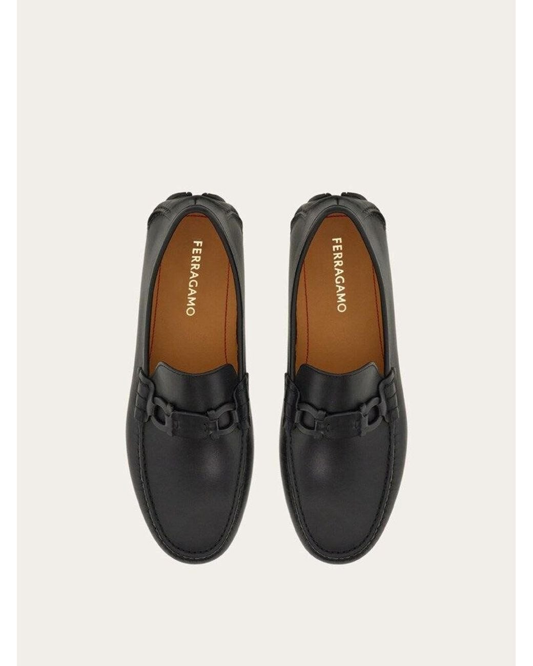 Ferragamo Black Calf Leather Loafers for men