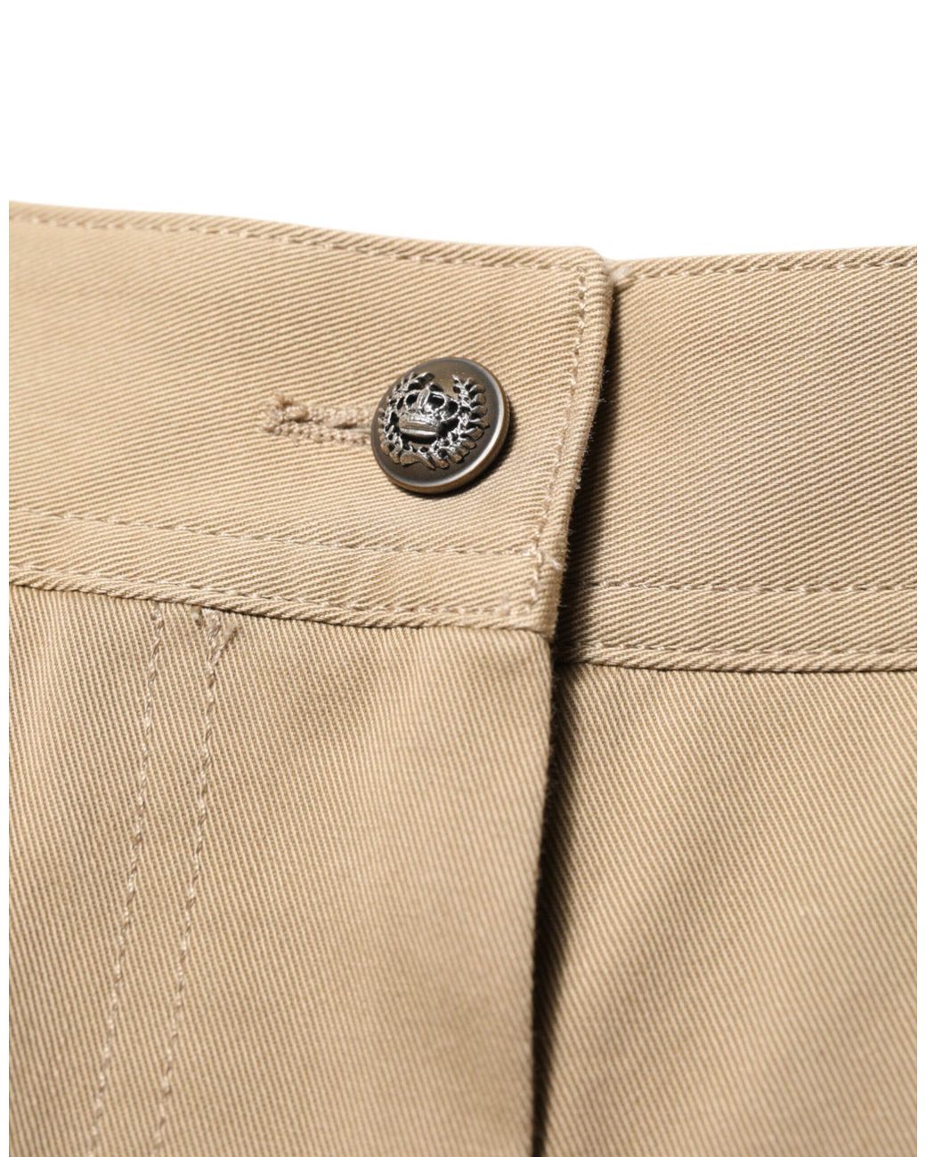 Dolce & Gabbana Natural Beige Mid Waist Cargo Tapered Pants