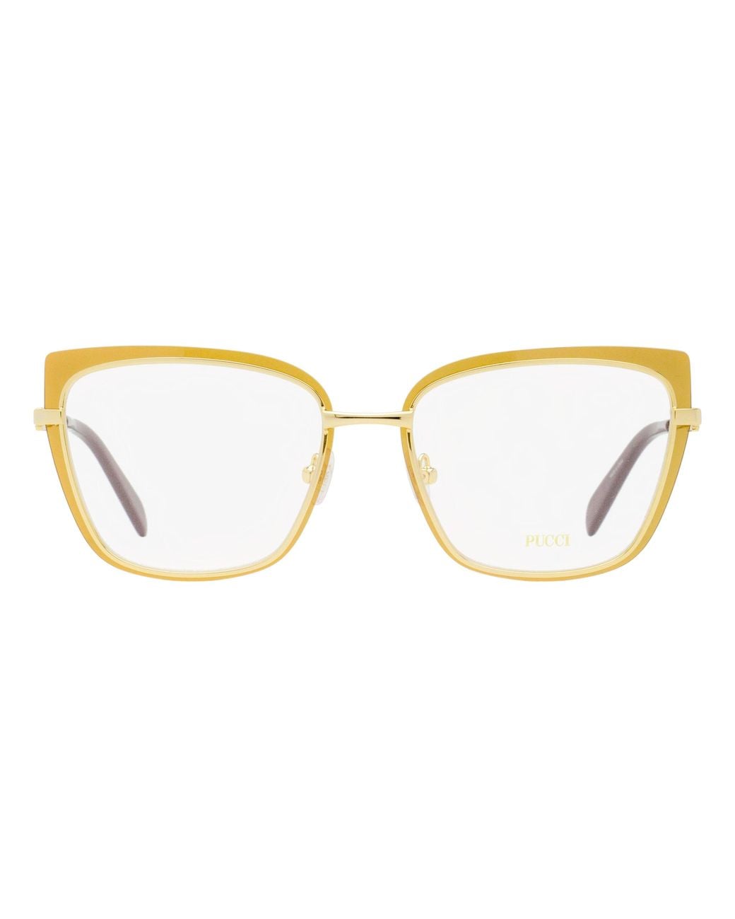 Emilio Pucci Black Pucci Rimmed Rectangular Eyeglasses Ep5219 041- 54Mm Metal/Plastic (Acetate)