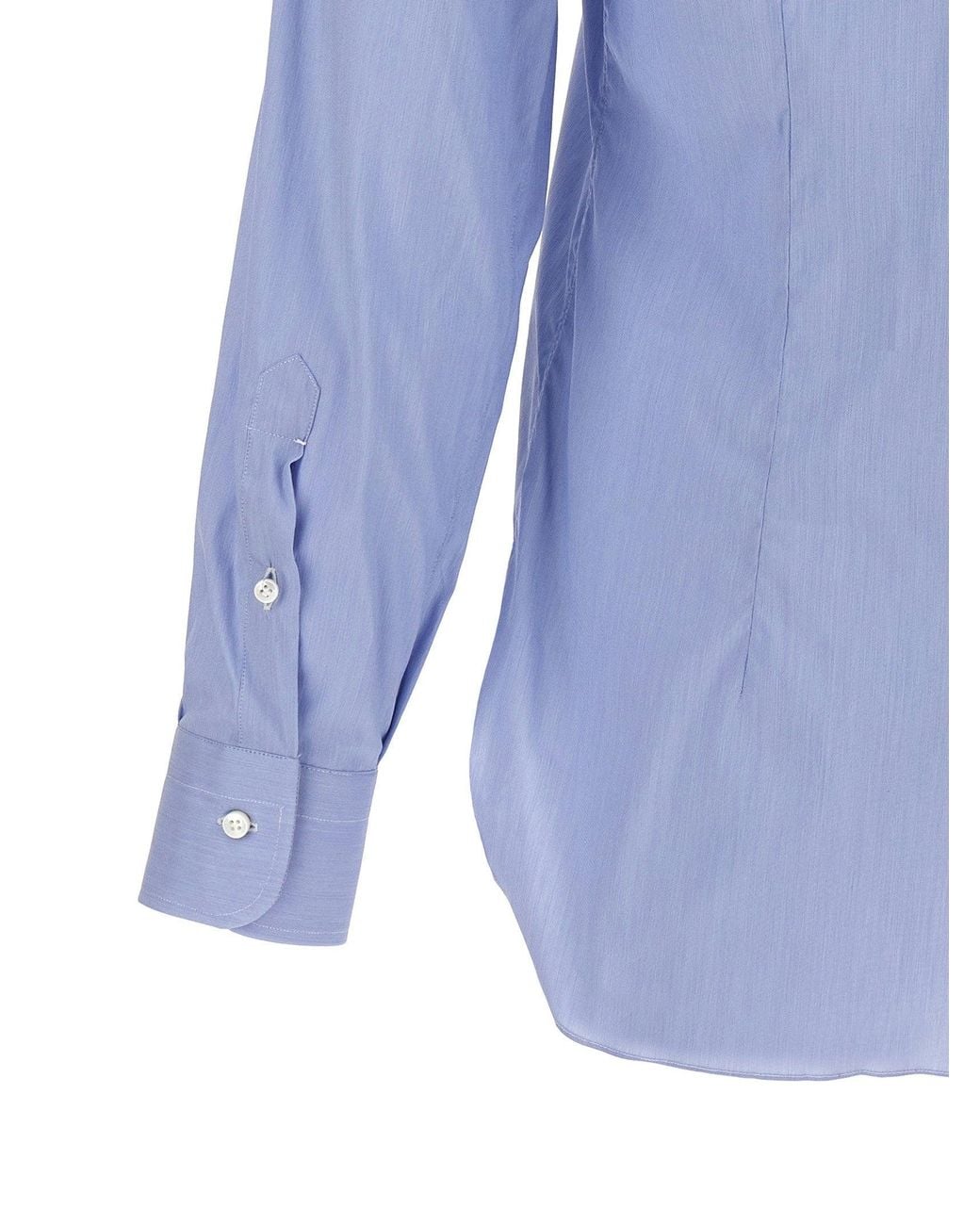 Barba Napoli Blue Stretch Cotton Poplin Shirt for men