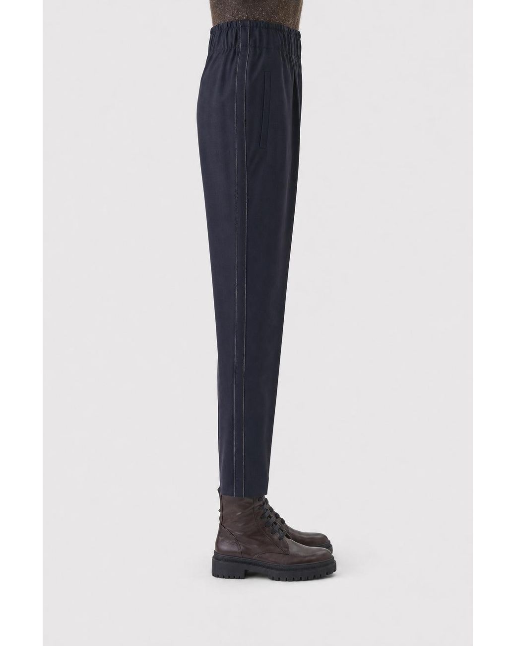 Brunello Cucinelli Blue Wool Blend Trousers