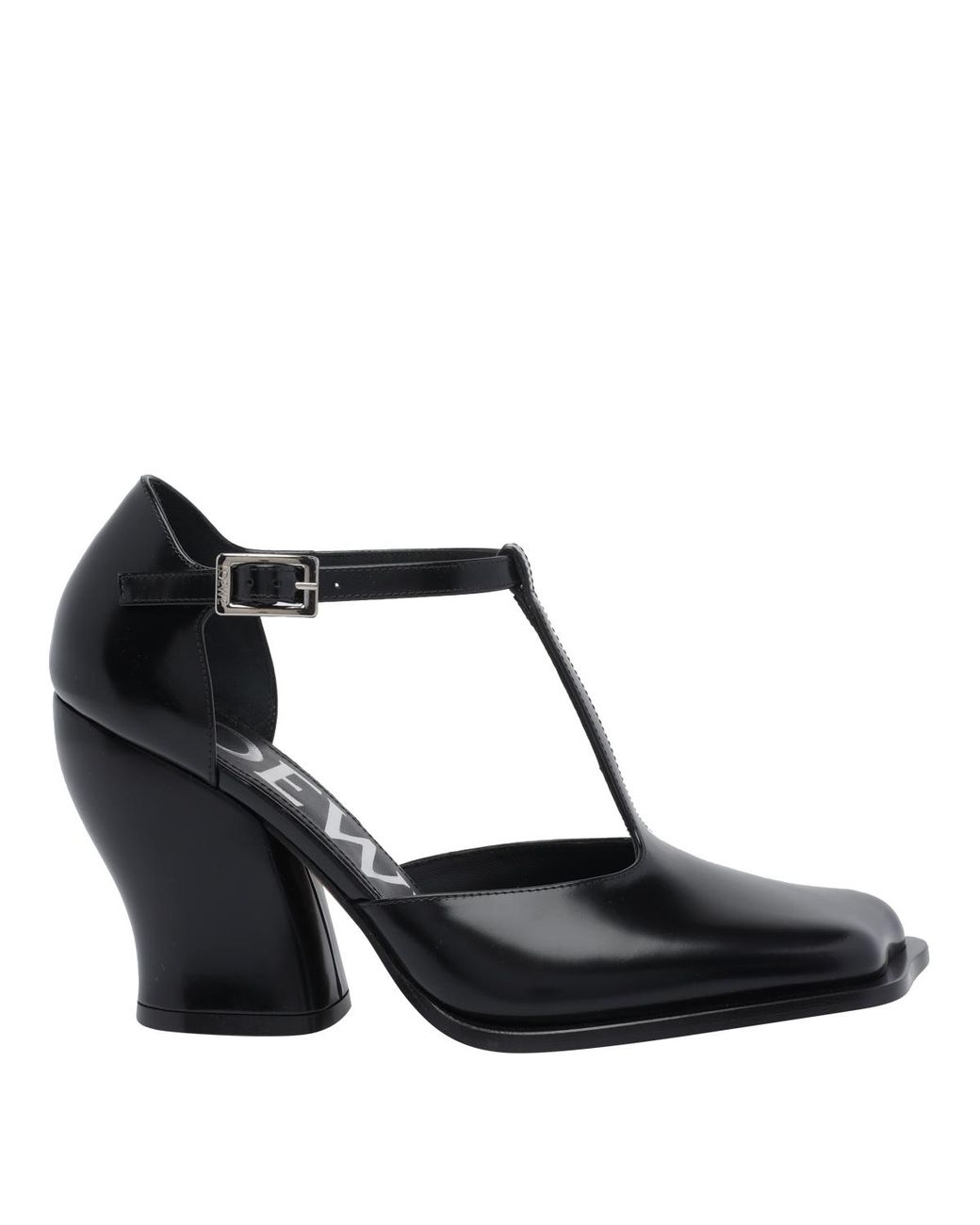 Loewe Black Leather T-Bar Pumps Scarpe Con Tacco