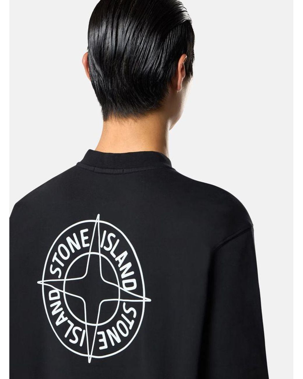 Stone Island Black Stone Island Logo-Embroidered Sweatshirt for men