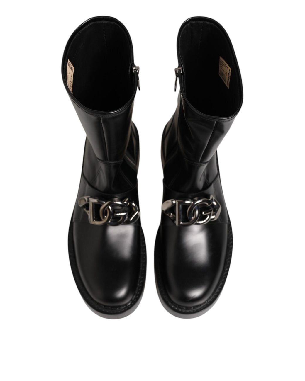 Dolce & Gabbana Black Lug Sole Leather Boots for men