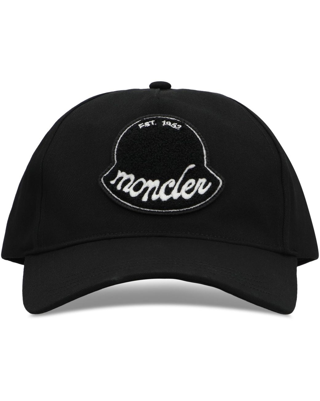 Moncler Black Baseball Cap With Logo Cotton Hat for men
