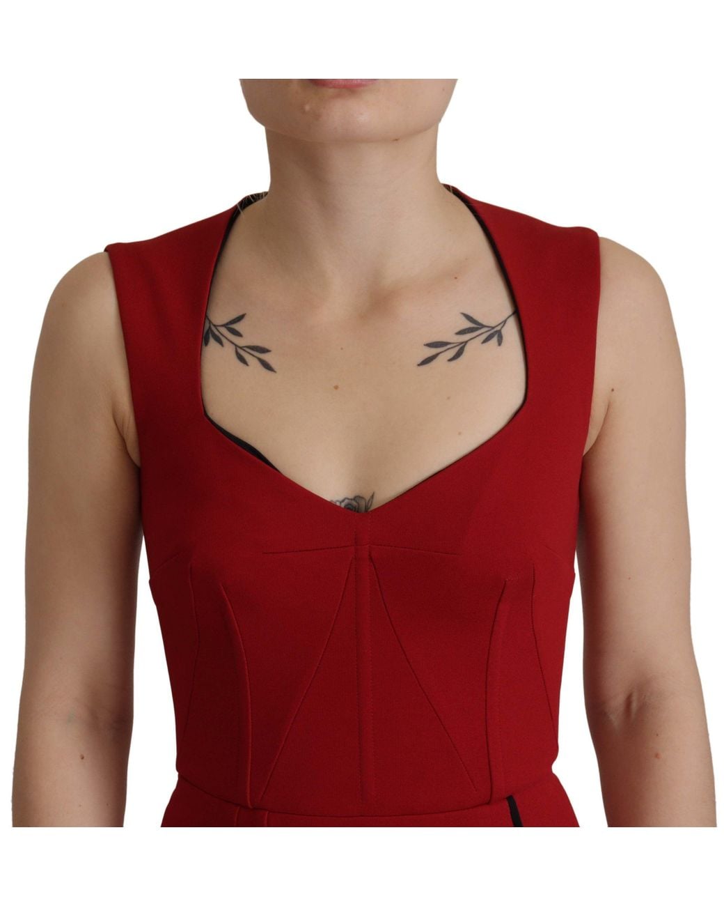 Dolce & Gabbana Red Elegant Bodycon Midi Dress