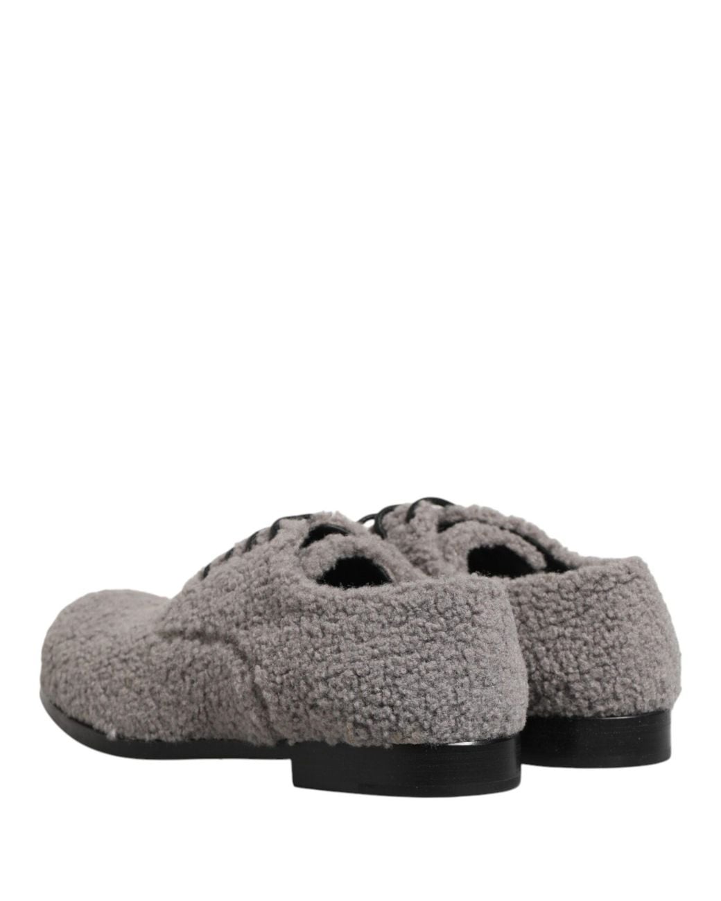 Dolce & Gabbana Gray Fleece Lace Up Men Derby Dress Shoes for men