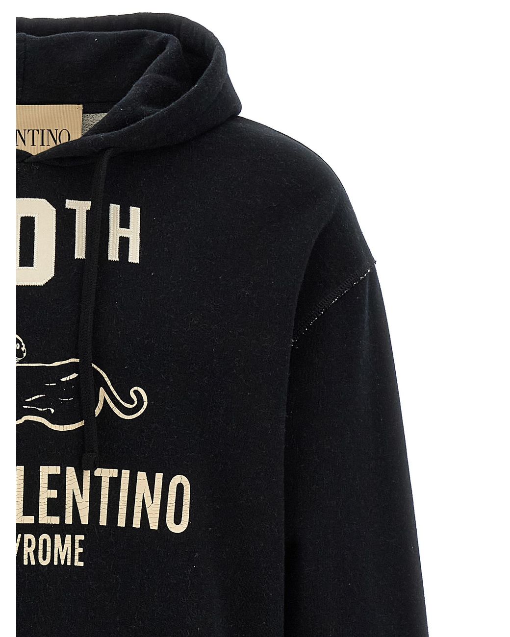 Valentino Garavani Black Printed Hoodie Cotton Sweatshirt for men