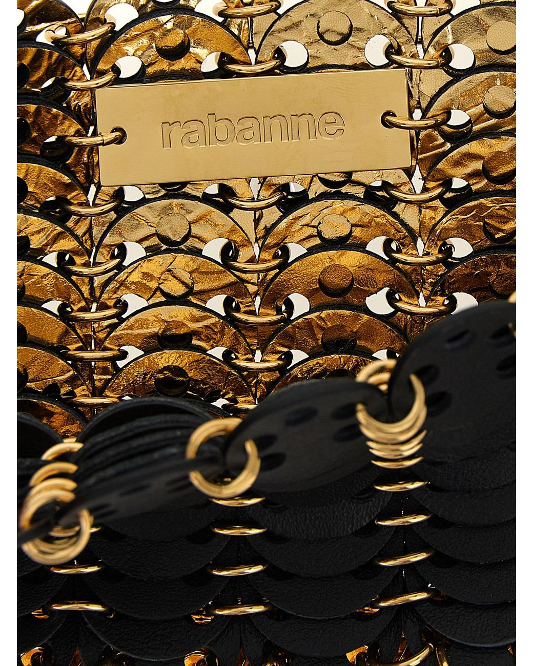 Rabanne Black 1969 Nano Flip Reversible Shoulder Strap Calf Leather Steel Brass Crossbody Bags