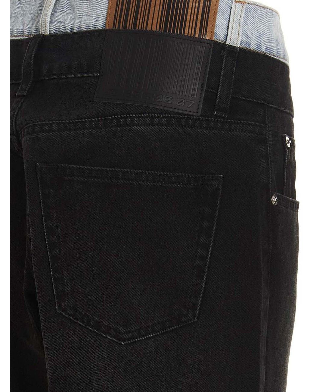 VTMNTS Black Double Waisted Jeans for men