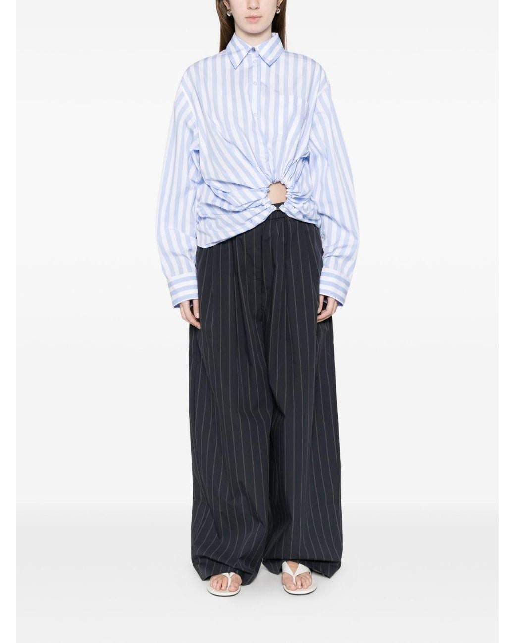 Sportmax Blue Striped Cotton Shirt