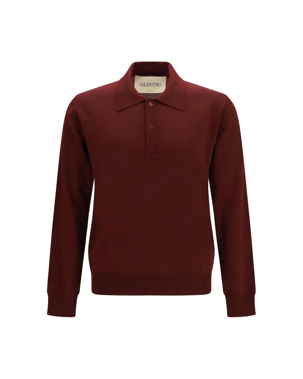 Valentino Red Long-Sleeve Wool Polo With Vlogo Merino Ovis Aries Shirts for men