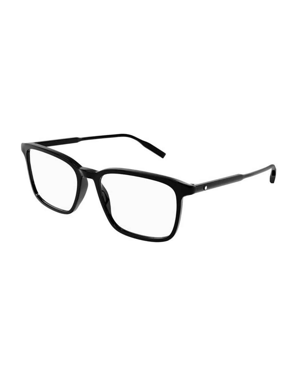 Montblanc Black Eyeglasses Square Full Rim, Shiny Frame And Clear Demo Lens Mb0197O001 Sunglasses for men